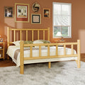 Farmhouse Log Bed Frame Queen Rustic Style Pure Solid Pine Cylinder Construction Bed Fits Mattresses And Box Springs, Natural Finish Queen Natural Pine