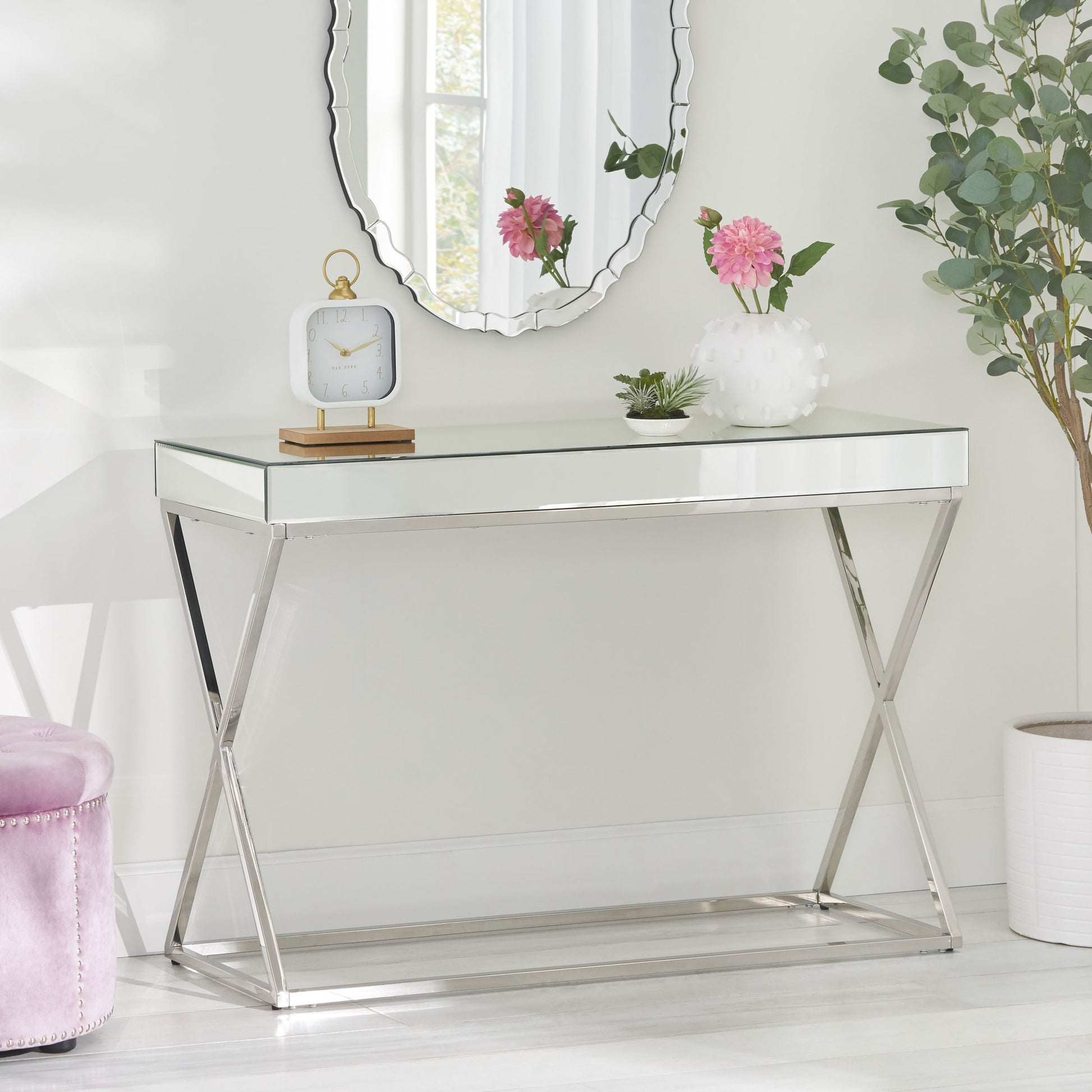 Console Table Antique Silver Steel