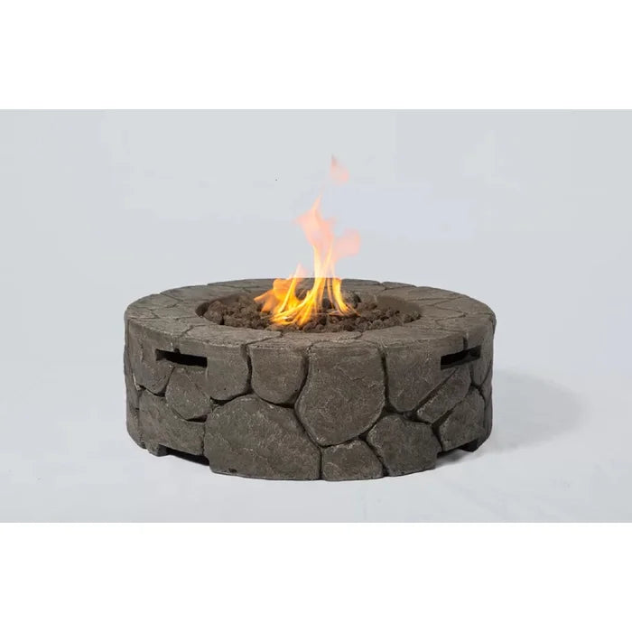 9'' H X 28'' W Fibre Reinforced Concrete Outdoor Fire Pit Charcoal Grey Stainless Steel