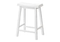 Bar Stool, Set Of 2, Counter Height, Saddle Seat, Kitchen, White Wood, Contemporary, Modern White Solid Wood