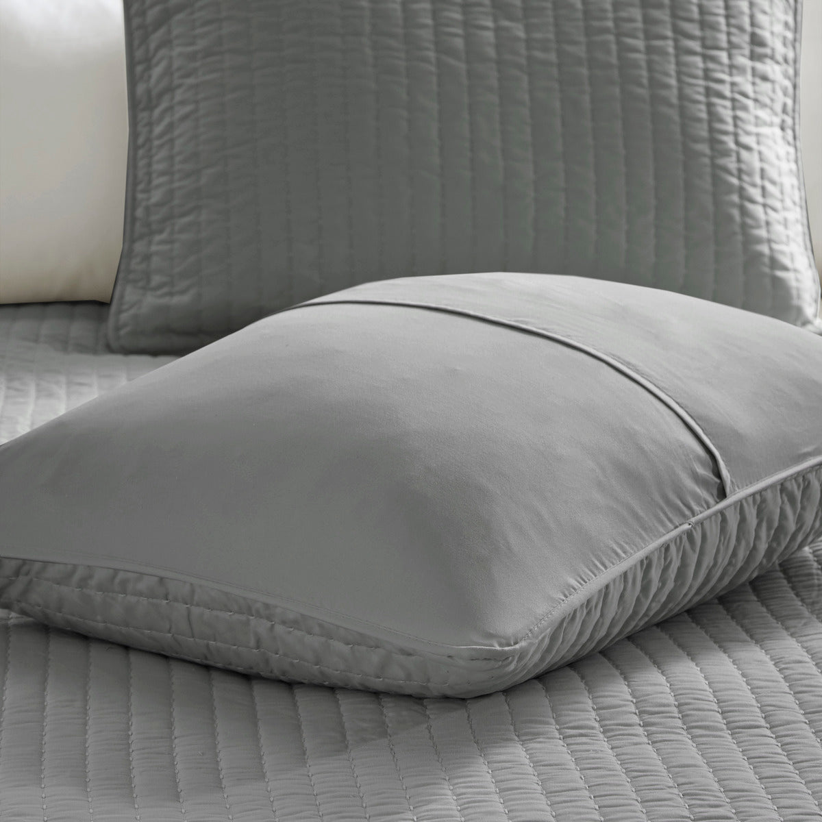 3 Piece Quilt Set Grey King Cal King King Grey Cotton