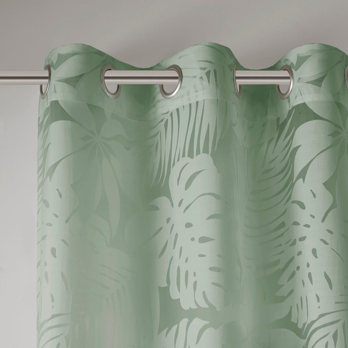 Palm Leaf Burnout Window Sheer Sage Green 50X84" Sage Green Polyester