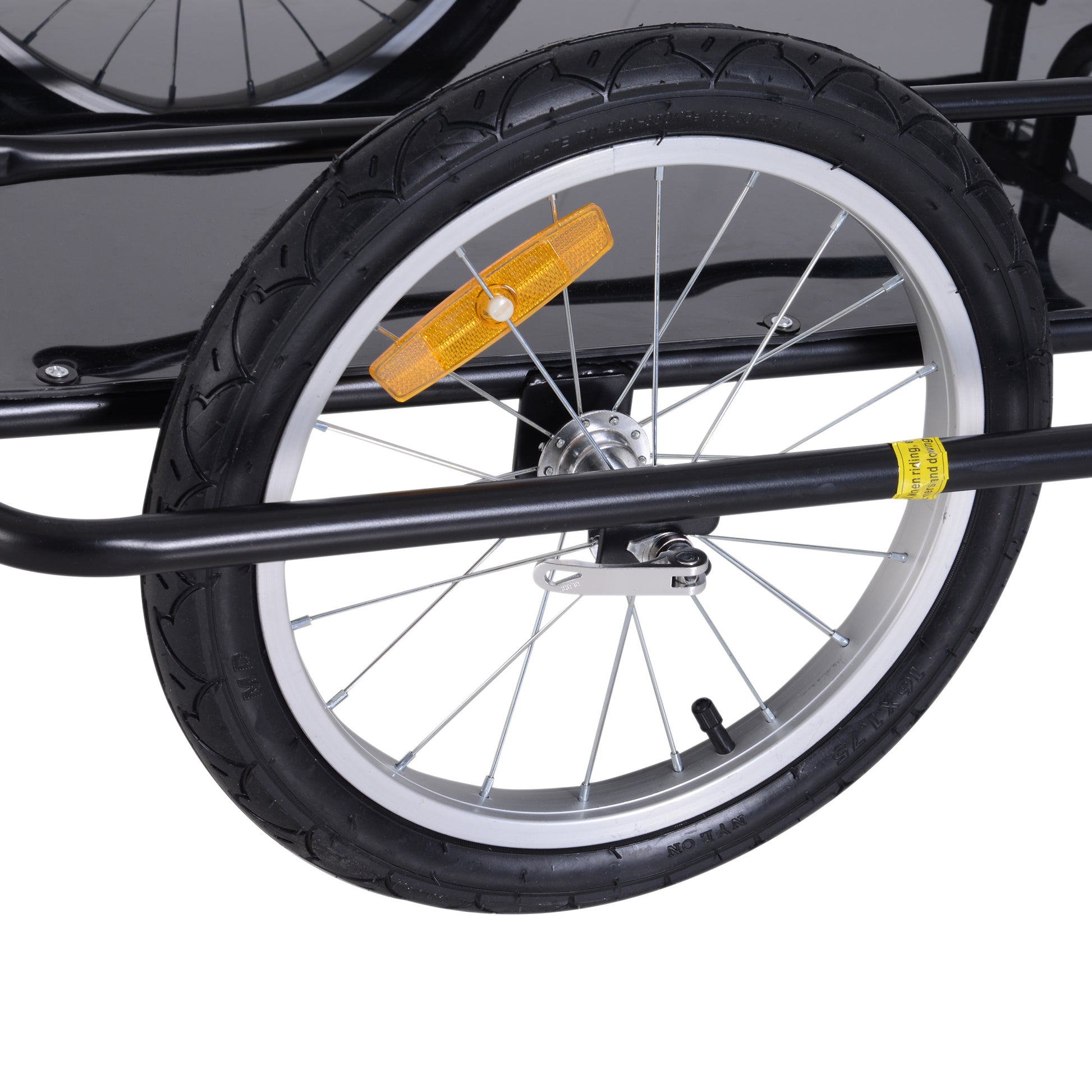 Aosom Bike Cargo Trailer, Bicycle Trailer, Heavy Duty Bike Wagon Cart, Foldable Compact Storage, With Universal Hitch, 16" Wheels, 88 Lbs. Capacity, Black Black Steel