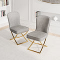 Dining Chair Set Of 2, Grey Velvet Backrest And Golden Metal Legs.For Modern Kitchen Dining Room Chair For Kitchen Living Modern Decorative Leisure Chairs Office Chairs Grey Dining Room Modern Foam Velvet