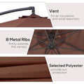 Outsunny 10' Cantilever Hanging Tilt Offset Patio Umbrella With Uv & Water Fighting Material And A Sturdy Stand, Brown Brown Steel