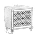 3 Drawer Wooden Nightstand With Diamond Pattern And Mirror Inlay, Gray Gray Solid Wood