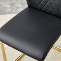 Table And Chair Set, Modern And Minimalist Dining Table, Imitation Marble Patterned Tabletop, Mdf Legs With U Shaped Brackets. Paired With Comfortable Chairs, Suitable For Dining And Living Rooms. Black Gold Mdf Glass