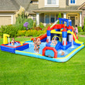10 In1 Inflatable Slide Water Park Bouncing House Garden With Splash Pool & Water& Basketball & Climbing Wall & Dual Pools & Soccer Multicolor Oxford Fabric