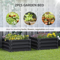 Outsunny 2 Piece Galvanized Raised Garden Bed, 2' X 2' X 1' Metal Planter Box, For Growing Vegetables, Flowers, Herbs, Succulents, Gray Gray Steel