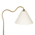 Majestic Brass Ring Base Curved Floor Lamp With Triangle White Drum Shade Gold,White Brass