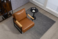 Leather Accent Chair Guest Chair For Living Room, Mid Century Armchair For Bedroom Brown Leather Brown Pu