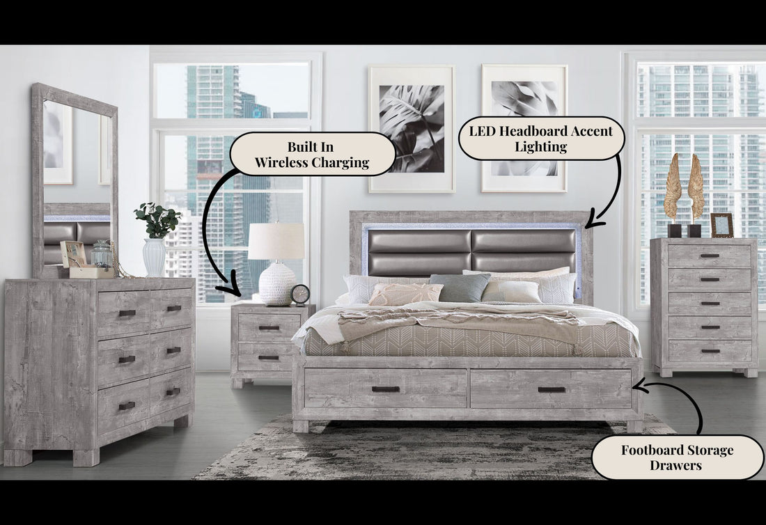 Rover Grey Mirror Gray Solid Wood Mdf