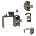 Arlington Computer Desk With 2 Open Storage Shelves And Drawer With Handle Gray Computer Desk Office Contemporary Rectangular Drawers Computer Tables Rectangular Melamine Engineered Wood