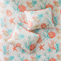 6 Piece Cotton Sateen Duvet Cover Set King Coral Cotton