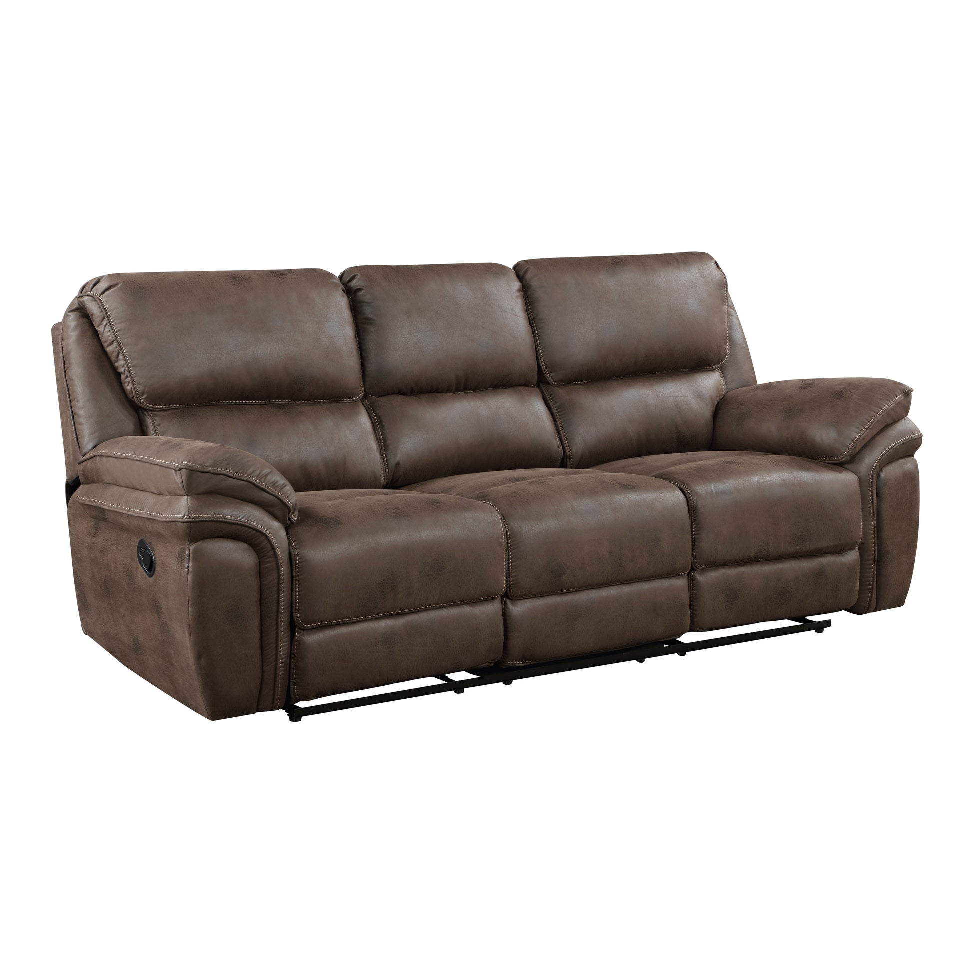 Plush Modern Design Living Room Reclining Sofa Brown Microfiber Upholstery Solid Wood Frame Furniture 1Pc Brown Microfiber Wood Primary Living Space Modern Plywood,Solid Wood 3 Seat
