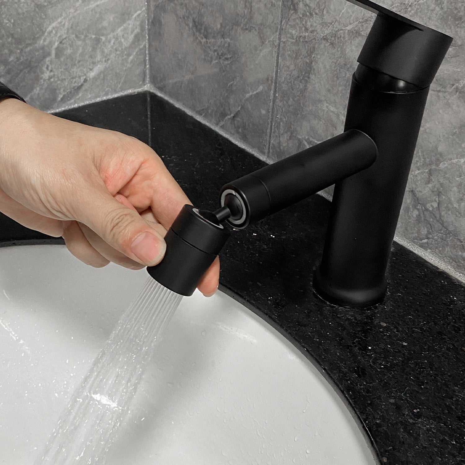 Bathroom Sink Faucet, Single Hole Bathroom Faucet Modern Single Handle Vanity Basin Faucet Matte Black Stainless Steel