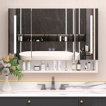 Modern 39X28 Inches Bathroom Cabinets, Medicine Cabinets With Mirrors And Led Lights, Bathroom Storage Cabinet With Multilevel Storage Compartments White 3 1 36 To 47 In 24 To 31 In Mirror Included Bathroom Wall Mounted Modern 5 10 Inches Aluminium