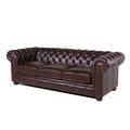 Traditional Tufted Leather Chesterfield Sofa Chocolate Leather 3 Seat