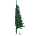 Homcom 5Ft Half Artificial Christmas Tree Holiday D Cor With 229 Branches, Auto Open, Steel Base, Green Green Plastic