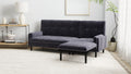 Grey Corduroy Sectional Sofa: Convertible 3 Seaters Sofa, L Shaped Sofa, And Bed Grey Velvet Metal Primary Living Space Medium Soft Loose Back Pillow Top Arms Foam Fabric Metal 3 Seat