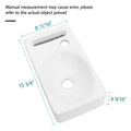 15.75X8.69 Inch White Ceramic Rectangle Wall Mount Bathroom Sink With Single Faucet Hole White Ceramic