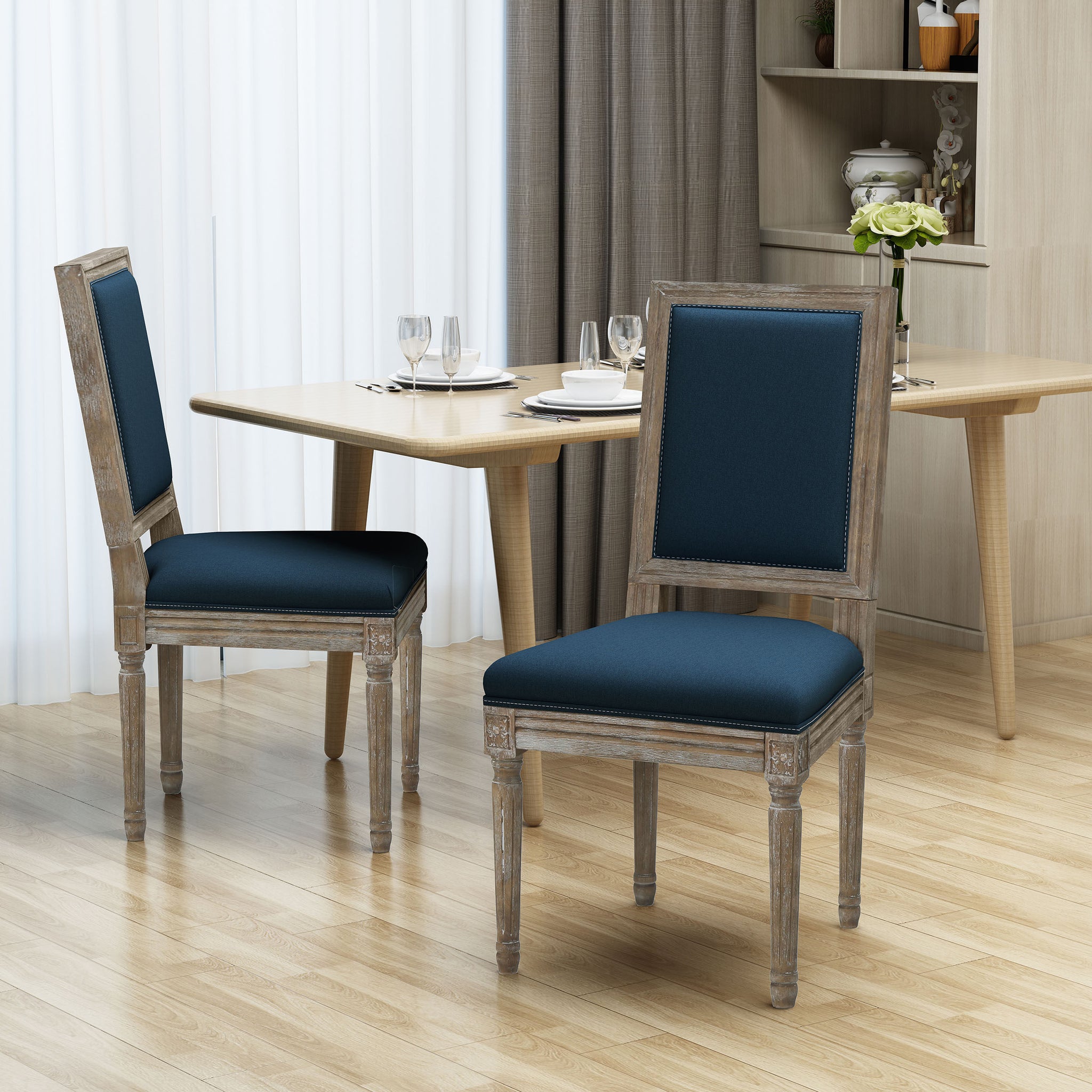 Dinning Chair Navy Blue Fabric