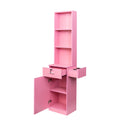 Pink Modern Simple Hair Desk, Multi Layer Storage Space Pink Mdf