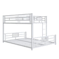 L Shaped Metal Twin Over Full Size Bunk Bed, White Box Spring Not Required White Metal Metal