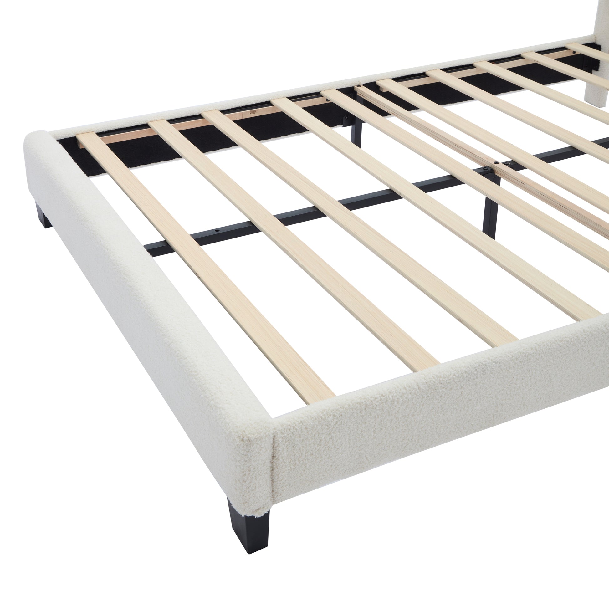 2 Pieces Bedroom Sets Full Size Flower Shaped Upholstered Led Platform Bed With Storage Ottoman Sherpa Fabric, White Full White 2 Piece Set Wood