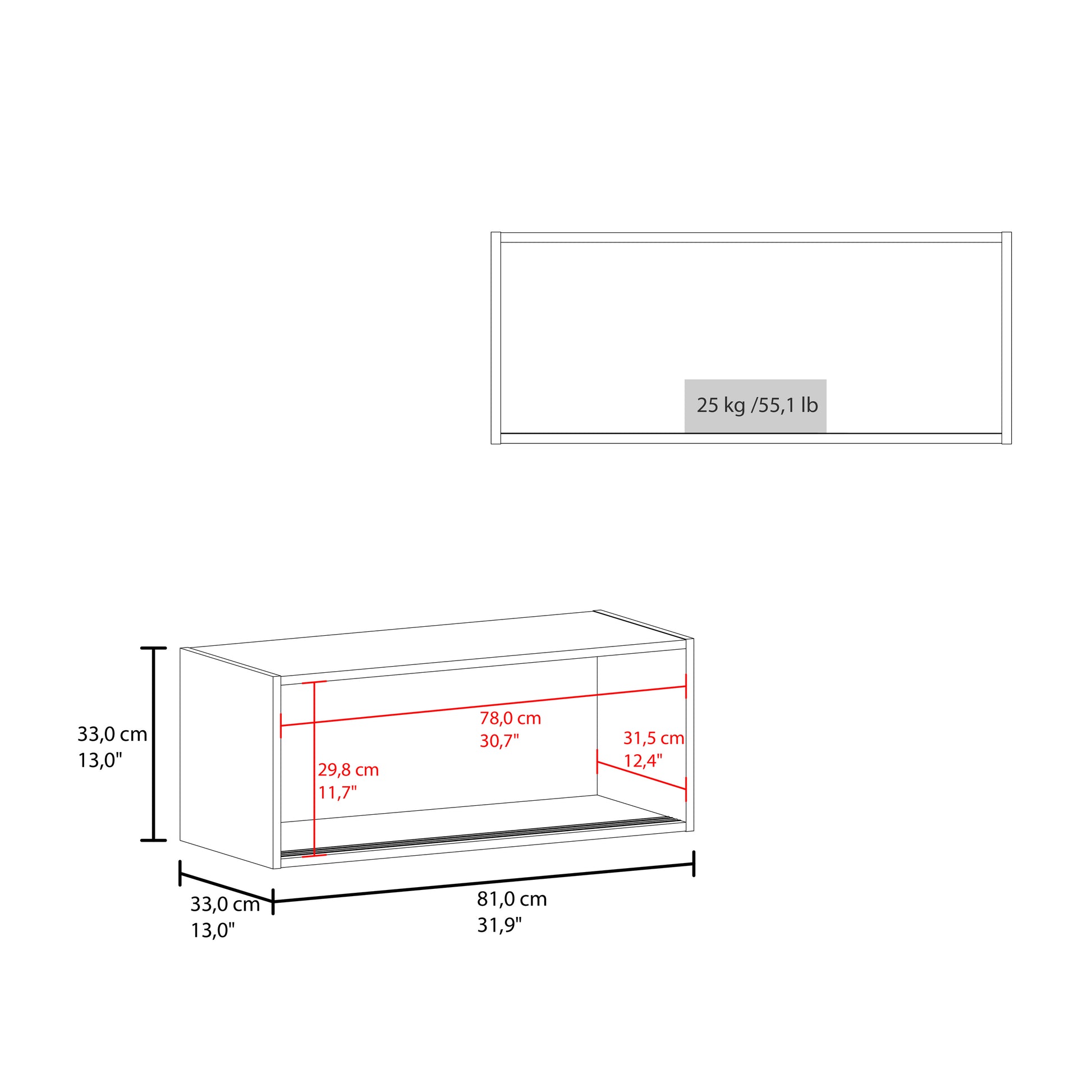 Wall Cabinet 13" H, 2 Sliding Doors, 1 Shelf, White White Solid Wood Mdf Engineered Wood
