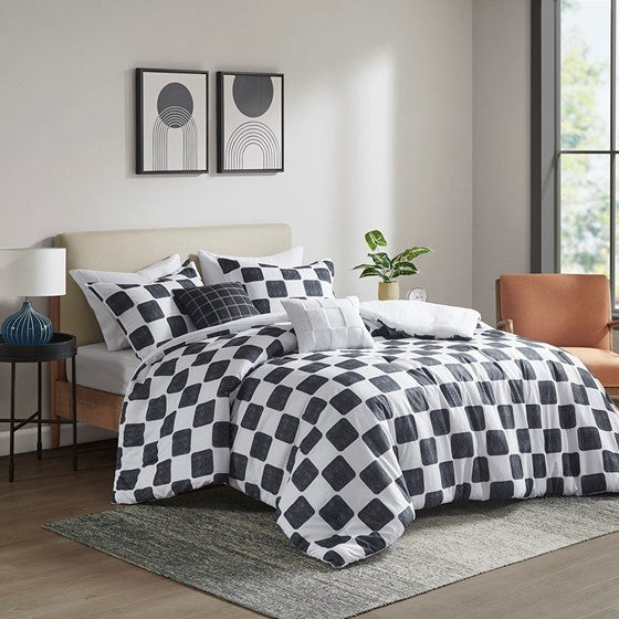 Checkered Comforter Set Full Queen Full Multicolor Polyester