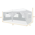 10'X20' Folding Canopy With 6 Removable Sidewalls Outdoor Event Shelter Upf 50 Gazebo Portable Tents For Parties Beach Camping Wedding Ez Pop Up Canopy White Metal