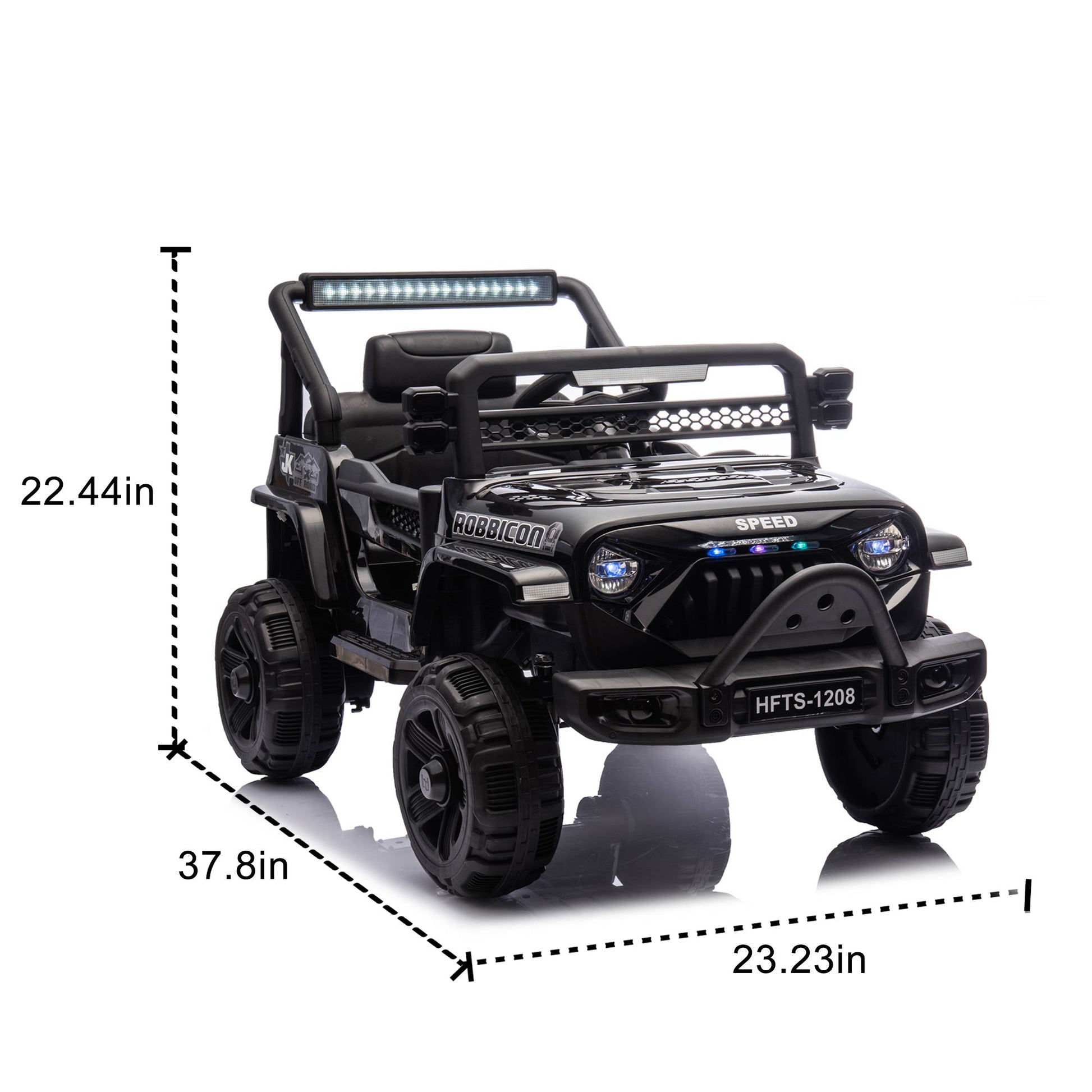 12V Kids Ride On Electric Truck Car W Parents Control,2Wd,Four Wheel Suspension,Early Education Function,Adjustable Volume,Usb,Mp3,Bluetooth,Microphone Jack,Power Display,Led Lights For Kids Aged 3. Black Polypropylene