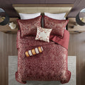 5 Piece Jacquard Bedspread Set With Throw Pillows Burdy King King Burgundy Cotton
