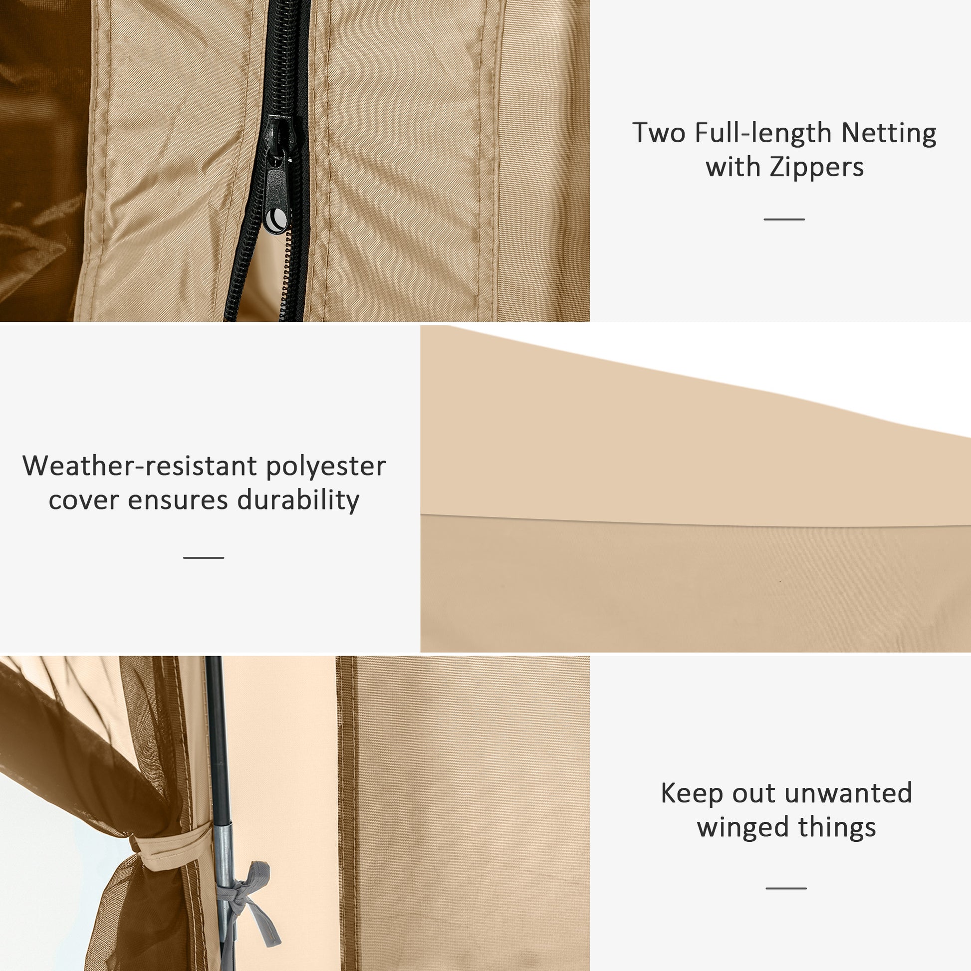 Outsunny 12' X 12' Hexagon Screen House, Pop Up Tent Portable Gazebo Canopy Shelter With Mesh Netting Walls, Carry Bag And Shaded Interior, Beige Beige Polyester