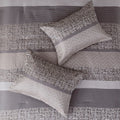 7 Piece Jacquard Comforter Set Grey Taupe Queen Queen Grey Taupe Polyester