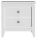 Breeze Four Legged Modern Bedroom Nightstand, With Two Drawers White 2 Drawers Bedroom Rectangle Modern Drawers Mdf Engineered Wood