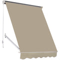 Outsunny 6' Drop Arm Manual Retractable Window Awning Sun Shade Shelter For Patio Balcony Outdoor, Aluminum, Cream White Brown White Polyester