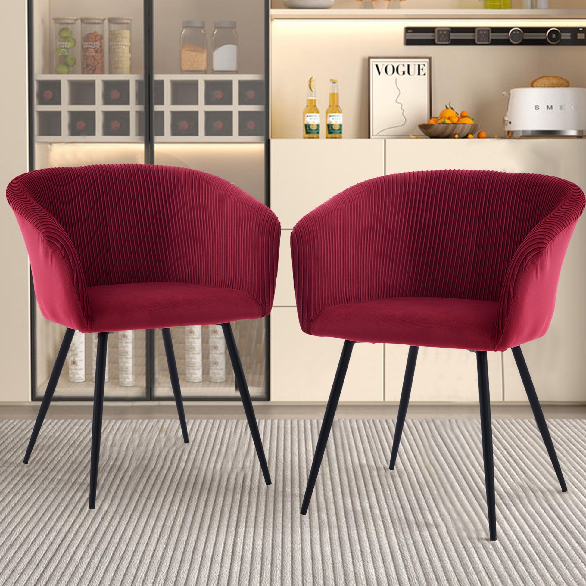 Ts Stripe Dinding Chair 1Pc Wine Red Wine Red Velvet
