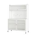 Kitchen Pantry Cabinet, Tall Storage Cabinet With Glass Doors & Adjustable Shelves, Cabinet Cupboard For Kitchen, Living Room, Dinning Room, White White Kitchen Modern Glass Doors Steel