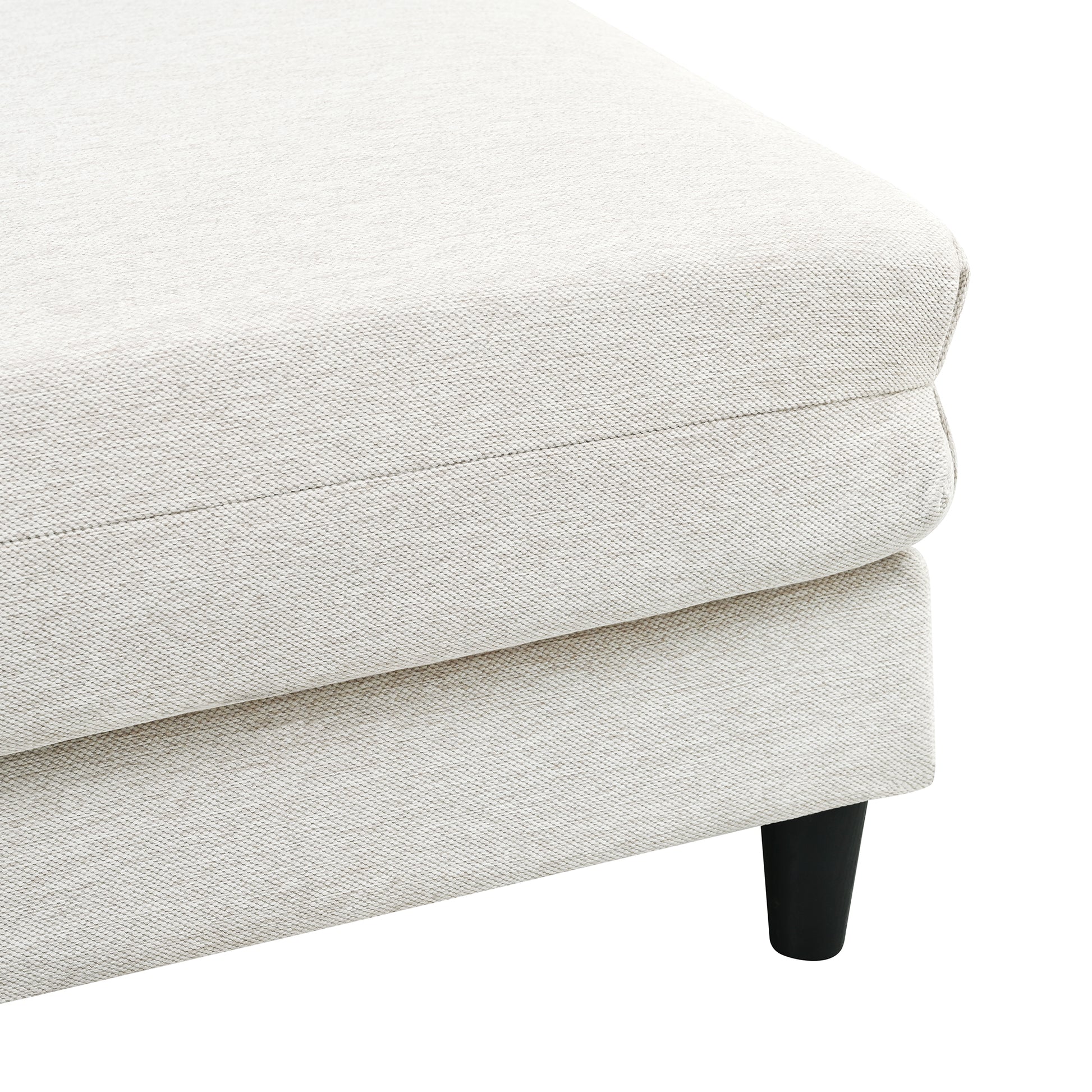 Modern Modular Sectional Sofa With Movable Ottoman, 110 Inch 4 Seat Sofa Set With 5 Pillows, Unique Piping Stitch Design, Convertible L Shaped Sofa For Living Room, Office & Spacious Rooms Beige