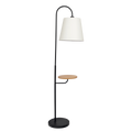 Seoul Black Floor Lamp With Rotary Switch Wood Table Metal Base Black,White,Wood Table&Floor Lamps Metal,Wood