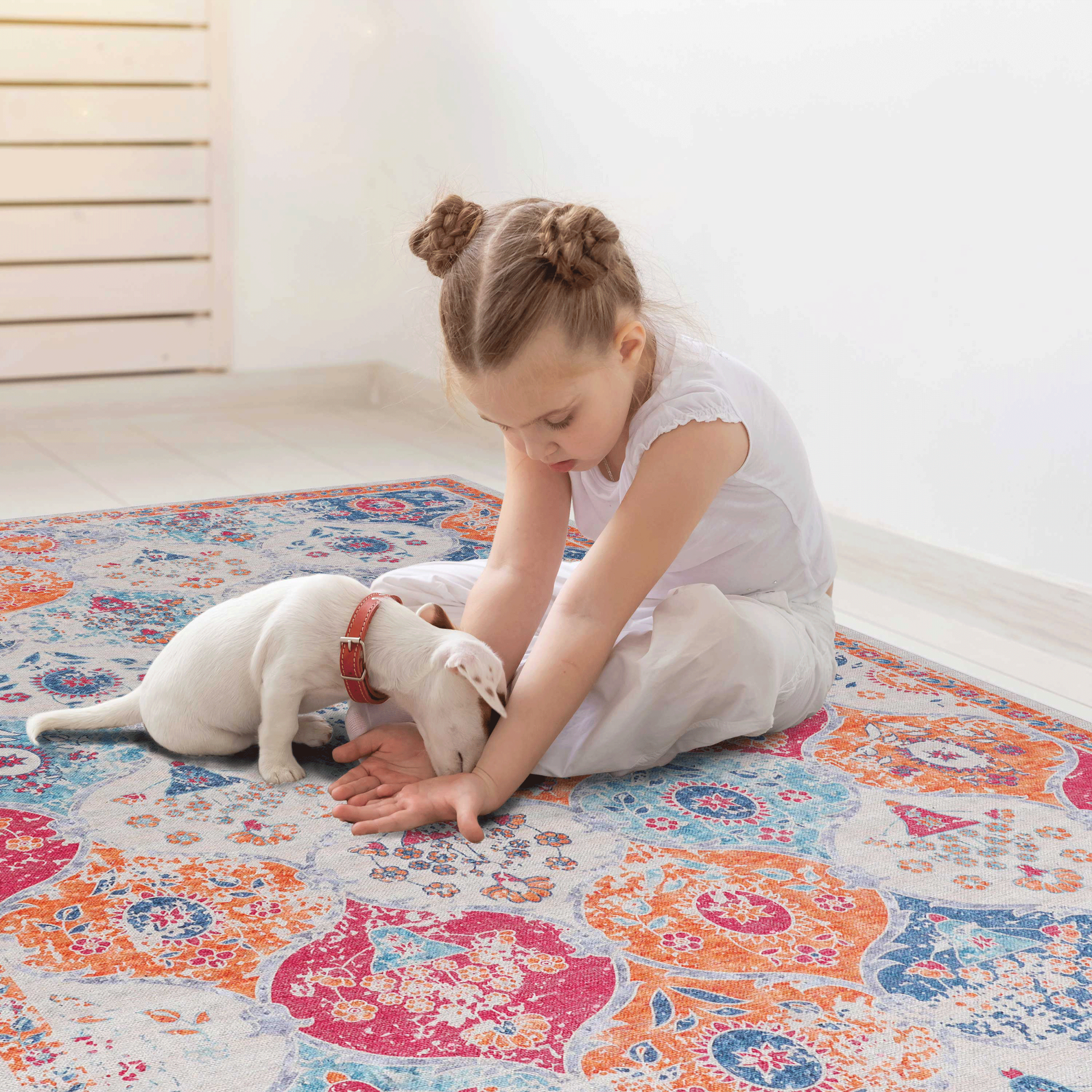 Naar 2X3 Cream Area Rug, Washable Area Rugs, Low Pile, Non Slip, Non Shedding, Foldable, Kid&Pet Friendly, Area Rugs For Living Room, Bedroom, Kitchen, Dining Room Rug, Perfect Gifts, Cream, 2' X 3' Cream Chenille Polyester