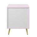 Pink High Gloss 2 Drawer Nightstand Pink 2 Drawers Bedroom Rectangle Drawers Wood Metal
