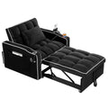 Convertible Sleeper Chair Sofa Bed Adjustable Pull Out Sleeper Chair Bed Multi Pockets Folding Sofa Bed For Living Room Bedroom Small Space,3 In 1 Sofa Bed, Black Black Velvet 1 Seat