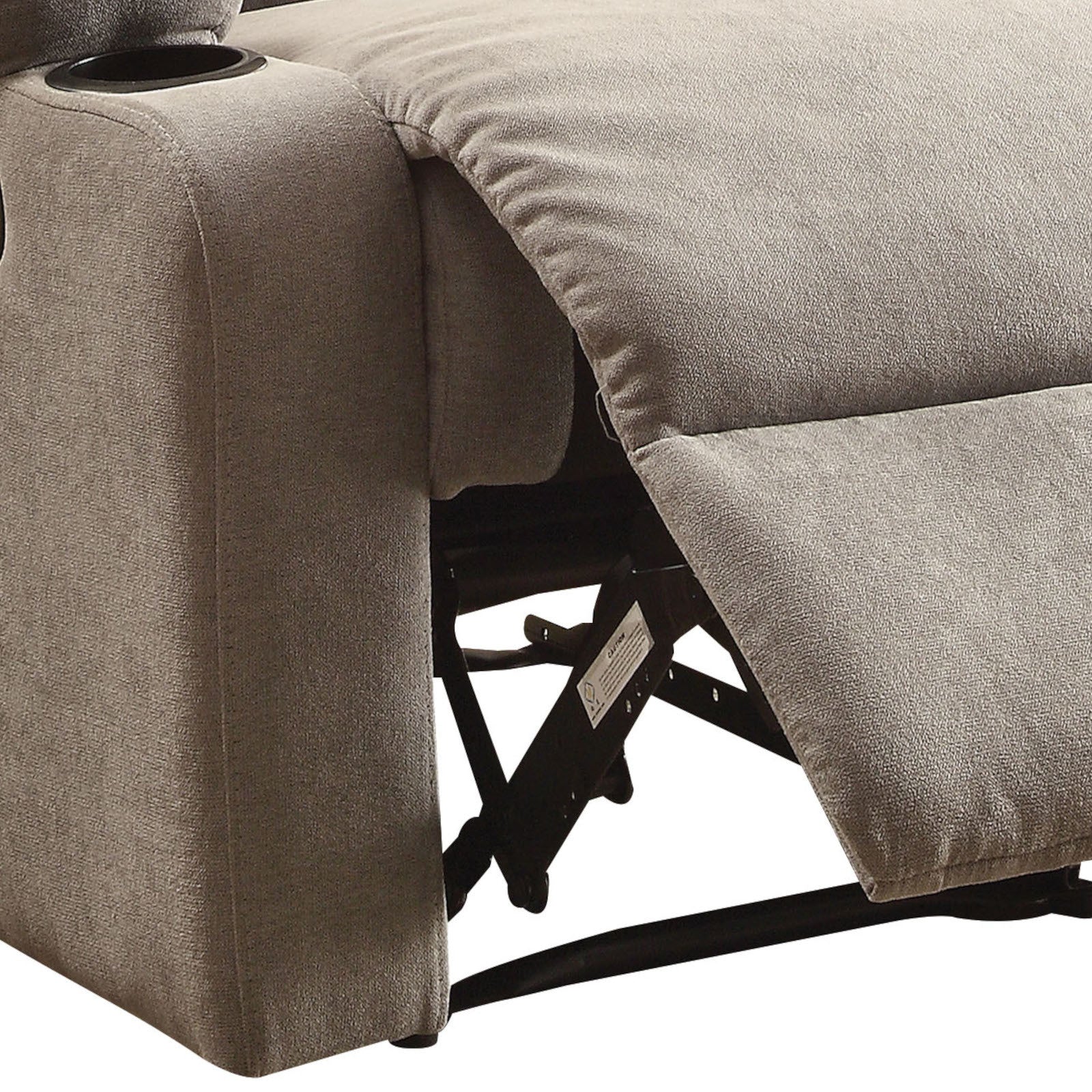 Grey Recliner With Cup Holder Grey Linen Manual Handle Metal Primary Living Space Tight Back Handle Pillow Top Arms Fabric Metal