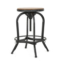 Newman Iron Wood Barstool Black Metal & Wood