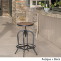 Newman Iron Wood Barstool Black Metal & Wood