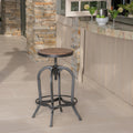 Newman Iron Wood Barstool Black Metal & Wood