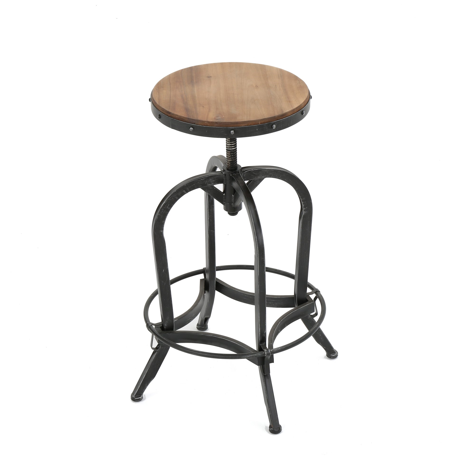 Newman Iron Wood Barstool Black Metal & Wood